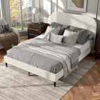 Lit plateforme queen réglable Gail Modern White Boucle
