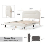 Lit plateforme queen réglable Gail Modern White Boucle