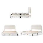 Lit plateforme queen réglable Gail Modern White Boucle