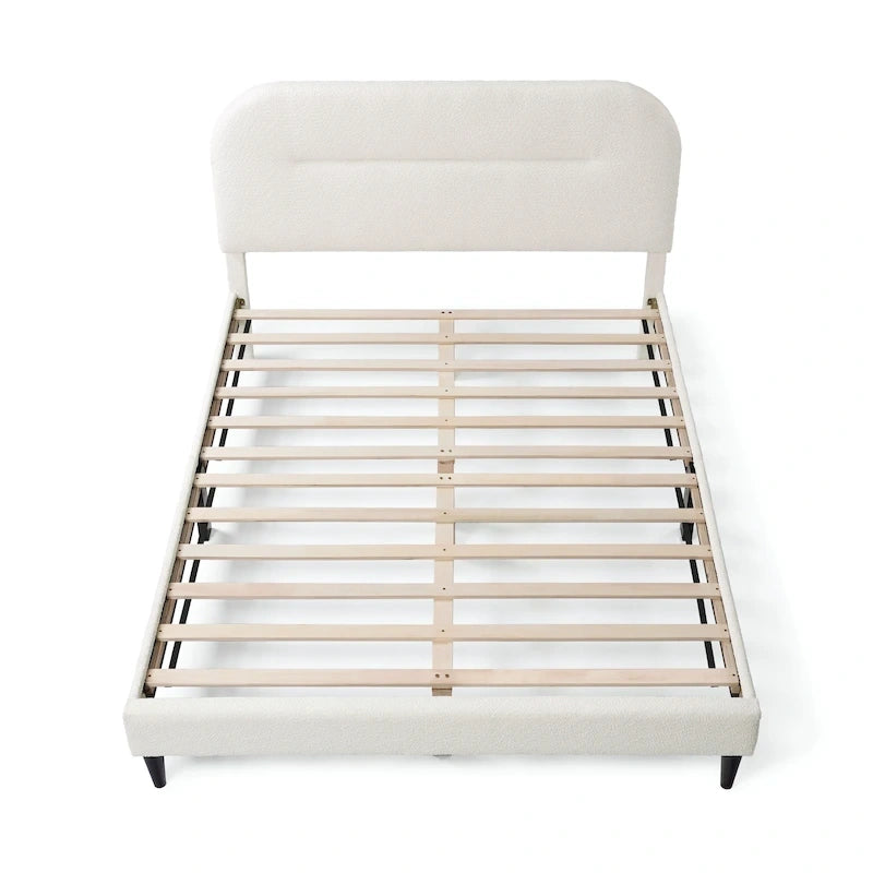 Lit plateforme queen réglable Gail Modern White Boucle