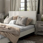 Lit plateforme queen réglable Gail Modern White Boucle