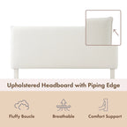 Lit plateforme queen réglable Gail Modern White Boucle