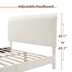 Lit plateforme queen réglable Gail Modern White Boucle