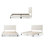 Lit plateforme queen réglable Gail Modern White Boucle