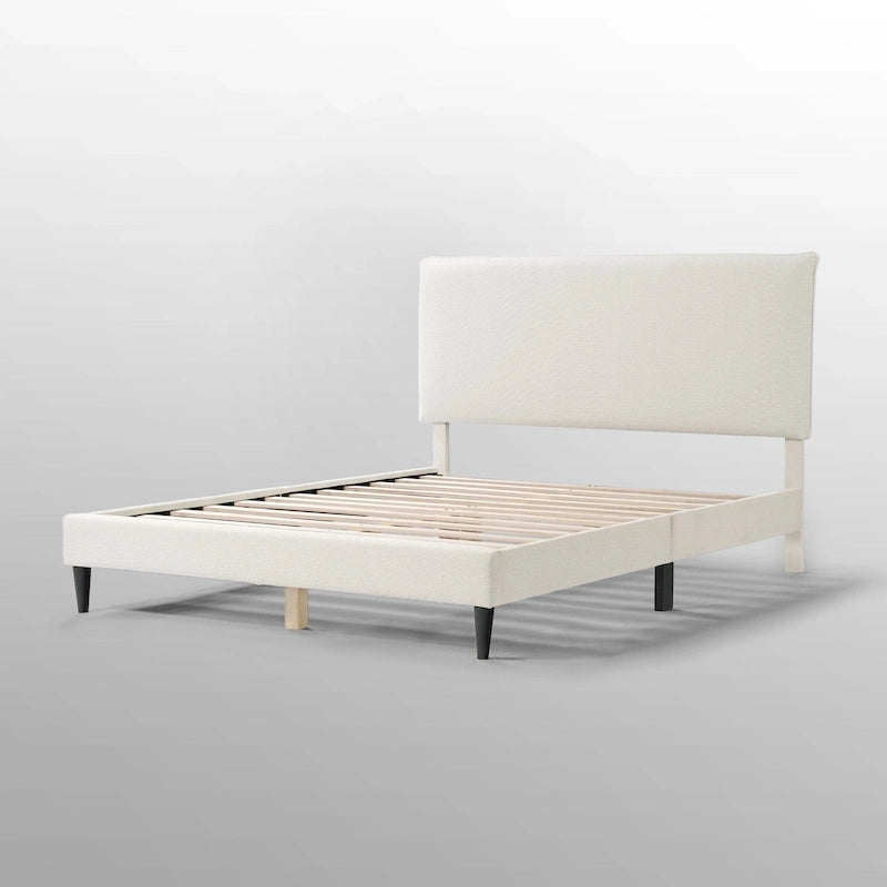 Lit plateforme queen réglable Gail Modern White Boucle