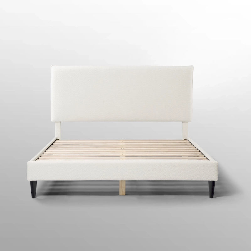 Lit plateforme queen réglable Gail Modern White Boucle