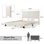 Lit plateforme queen réglable Gail Modern White Boucle
