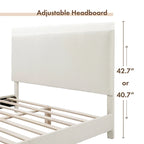Lit plateforme queen réglable Gail Modern White Boucle