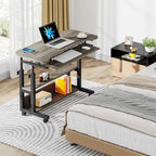 Table d'appoint portable réglable en hauteur avec station de chargement, pour canapé, lit, ordinateur portable