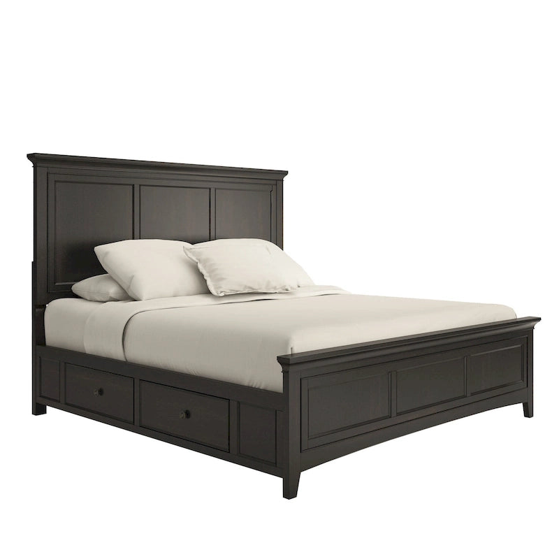 Lit plateforme de rangement Ediline King Size avec panneau en bois