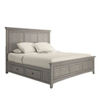 Lit plateforme de rangement Ediline King Size avec panneau en bois