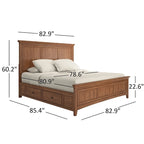 Lit plateforme de rangement Ediline King Size avec panneau en bois