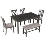 Ensemble de salle à manger en bois 6 pièces avec banc et 4 chaises de salle à manger