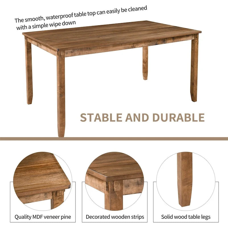 Ensemble de salle à manger en bois 6 pièces avec banc et 4 chaises de salle à manger