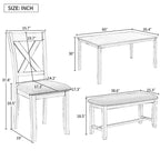 Ensemble de salle à manger en bois 6 pièces avec banc et 4 chaises de salle à manger
