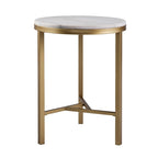 Table d'appoint Garzeaux Mid Century en marbre ivoire et or