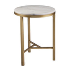 Table d'appoint Garzeaux Mid Century en marbre ivoire et or