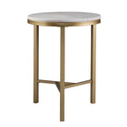 Table d'appoint Garzeaux Mid Century en marbre ivoire et or