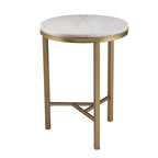 Table d'appoint Garzeaux Mid Century en marbre ivoire et or