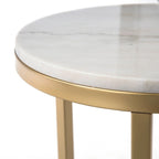 Table d'appoint Garzeaux Mid Century en marbre ivoire et or