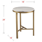 Table d'appoint Garzeaux Mid Century en marbre ivoire et or