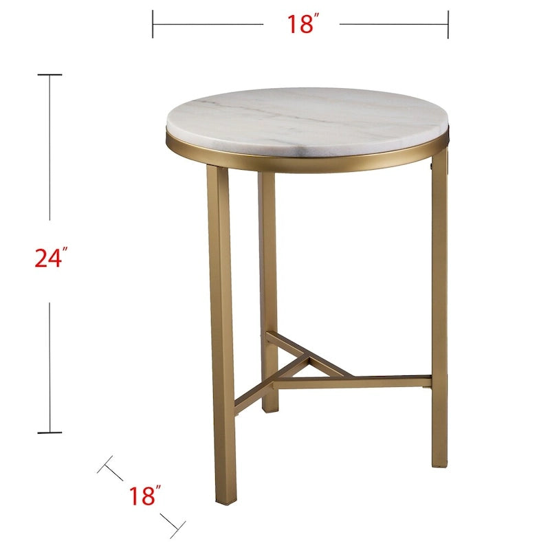 Table d'appoint Garzeaux Mid Century en marbre ivoire et or