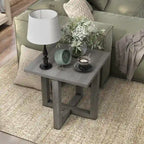 Table d'appoint en bois gris clair de 24 pouces de style transitionnel