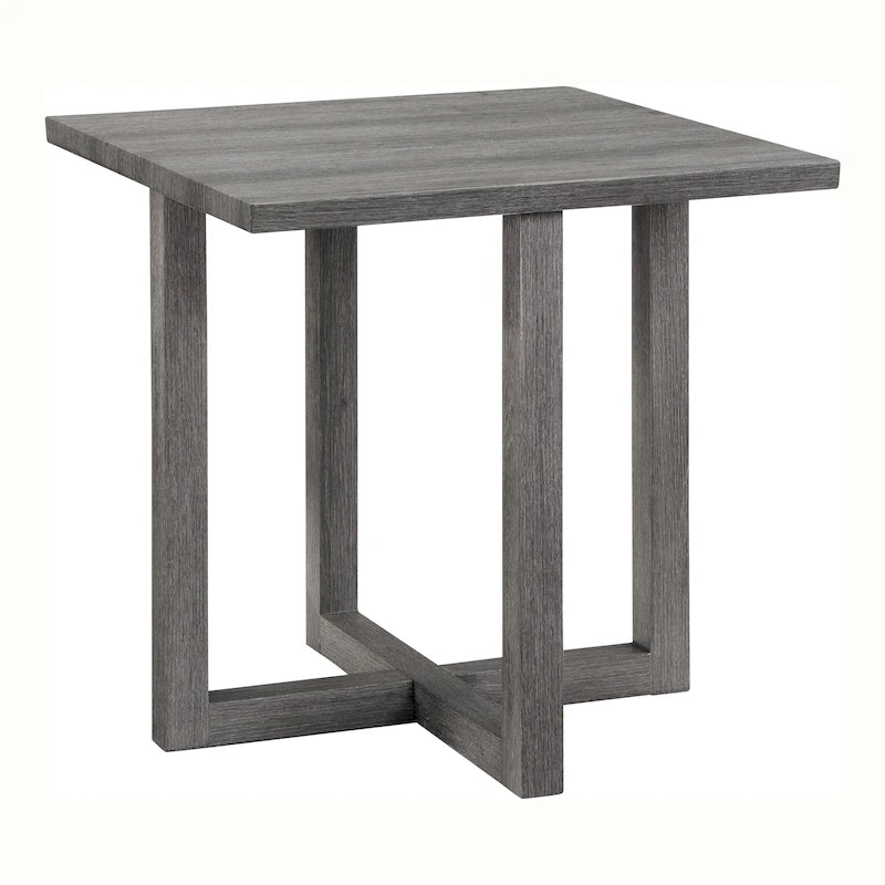 Table d'appoint en bois gris clair de 24 pouces de style transitionnel