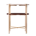 Table d'appoint ronde Aldea moderne avec plateau en faux marbre et étagère en faux bois