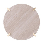 Table d'appoint ronde Aldea moderne avec plateau en faux marbre et étagère en faux bois