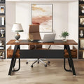 Bureau de direction avec étagère de rangement, poste de travail professionnel, bureau d'écriture pour la pièce du patron