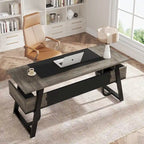 Bureau de direction avec étagère de rangement, poste de travail professionnel, bureau d'écriture pour la pièce du patron