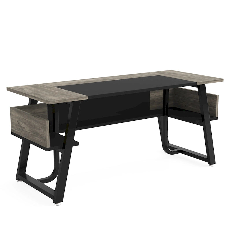 Bureau de direction avec étagère de rangement, poste de travail professionnel, bureau d'écriture pour la pièce du patron