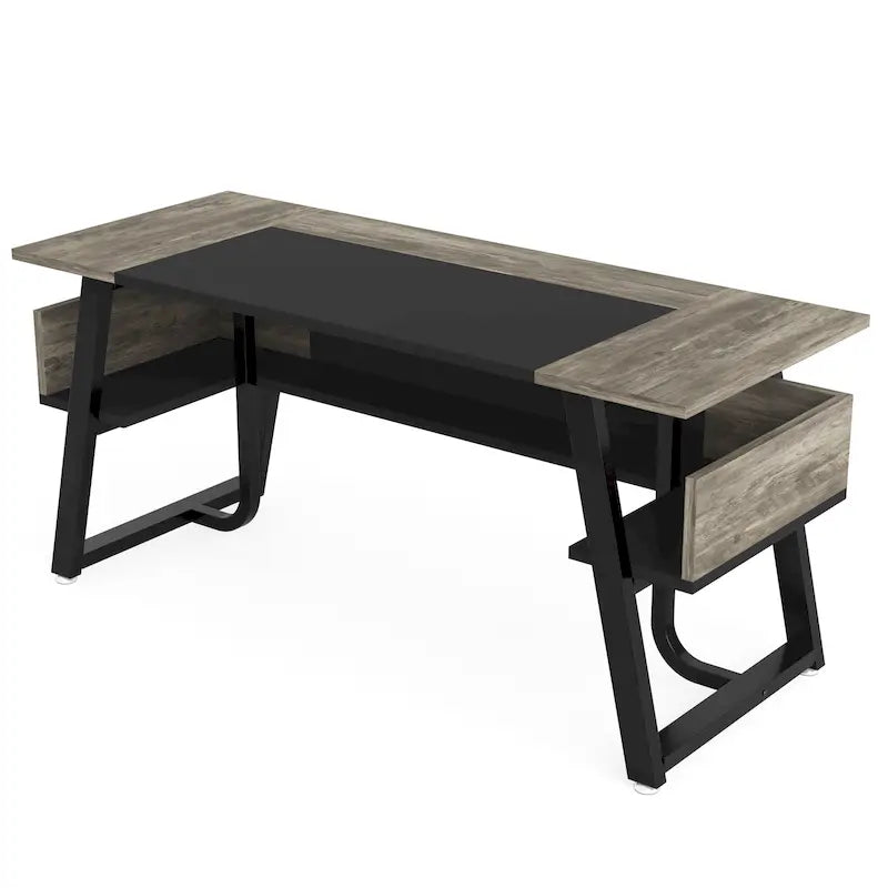 Bureau de direction avec étagère de rangement, poste de travail professionnel, bureau d'écriture pour la pièce du patron