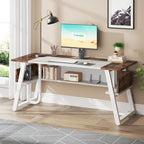 Bureau de direction avec étagère de rangement, poste de travail professionnel, bureau d'écriture pour la pièce du patron
