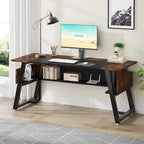 Bureau de direction avec étagère de rangement, poste de travail professionnel, bureau d'écriture pour la pièce du patron