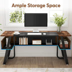 Bureau de direction avec étagère de rangement, poste de travail professionnel, bureau d'écriture pour la pièce du patron