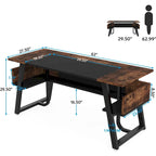 Bureau de direction avec étagère de rangement, poste de travail professionnel, bureau d'écriture pour la pièce du patron