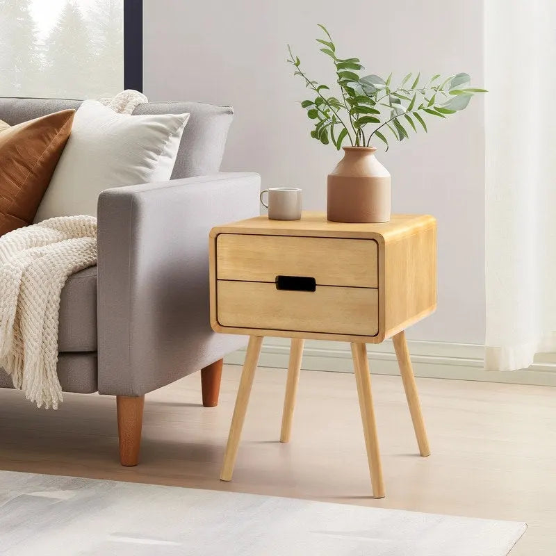 Tables de chevet en bois massif du milieu du siècle pour chambre à coucher
