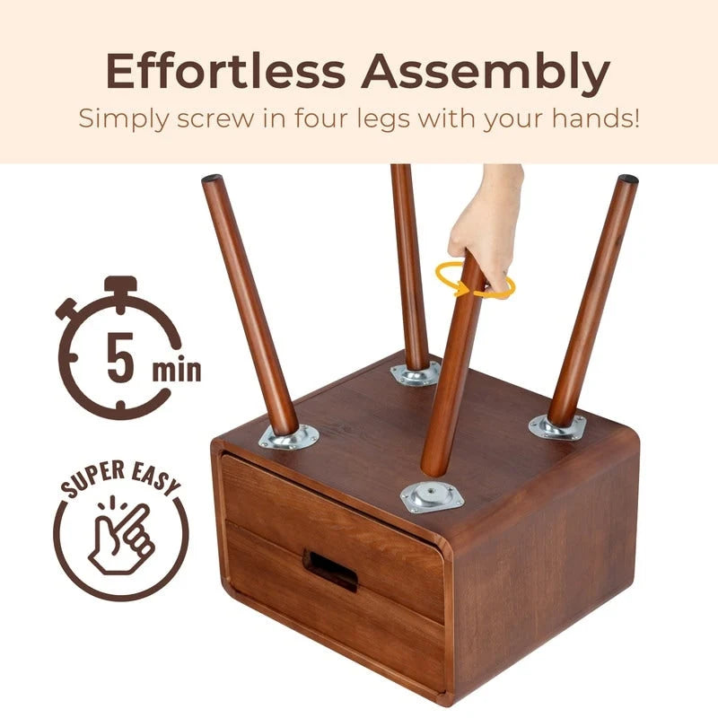 Tables de chevet en bois massif du milieu du siècle pour chambre à coucher