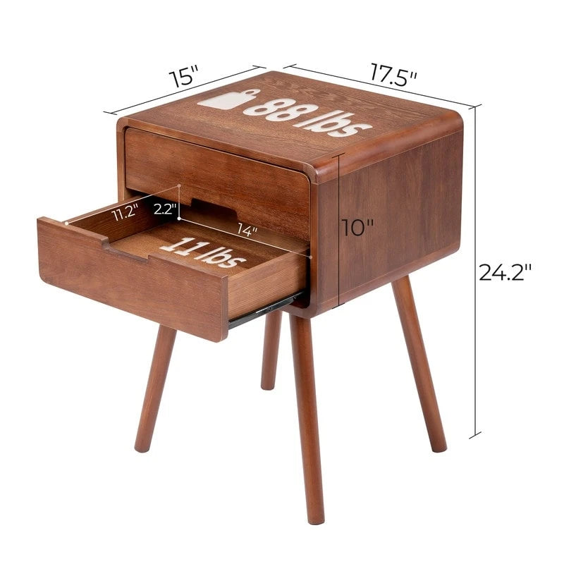 Tables de chevet en bois massif du milieu du siècle pour chambre à coucher