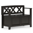 Banc de rangement transitionnel Halifax en BOIS MASSIF, largeur 36 pouces, pour petite entrée - 17P x 36L x 27,8H