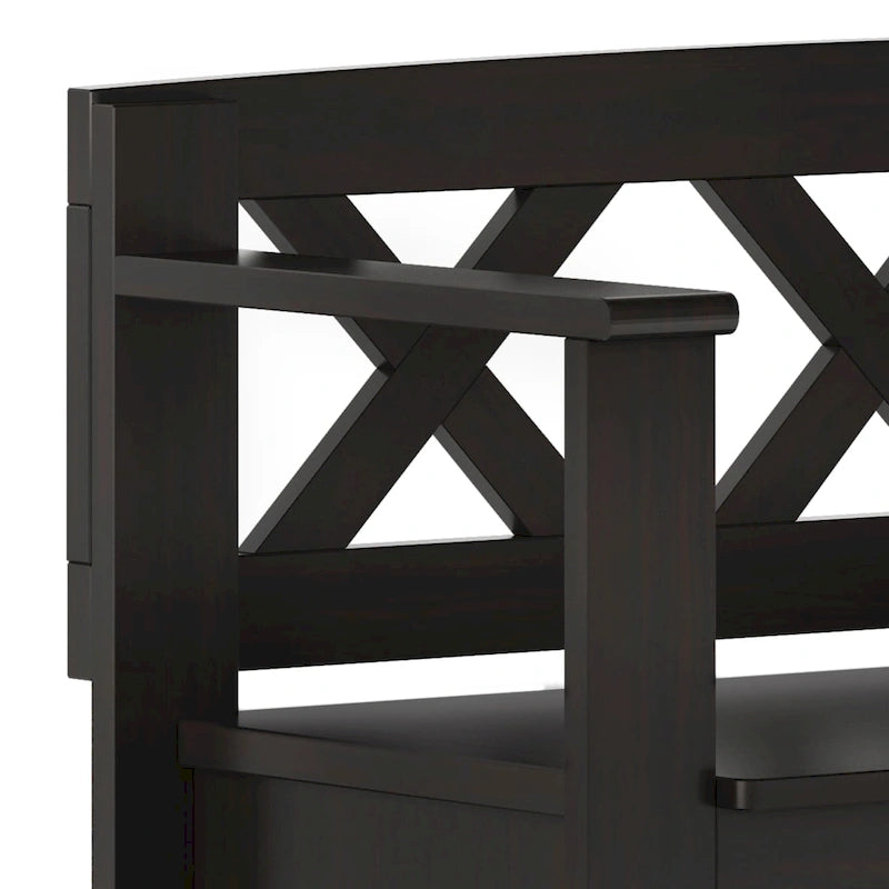 Banc de rangement transitionnel Halifax en BOIS MASSIF, largeur 36 pouces, pour petite entrée - 17P x 36L x 27,8H