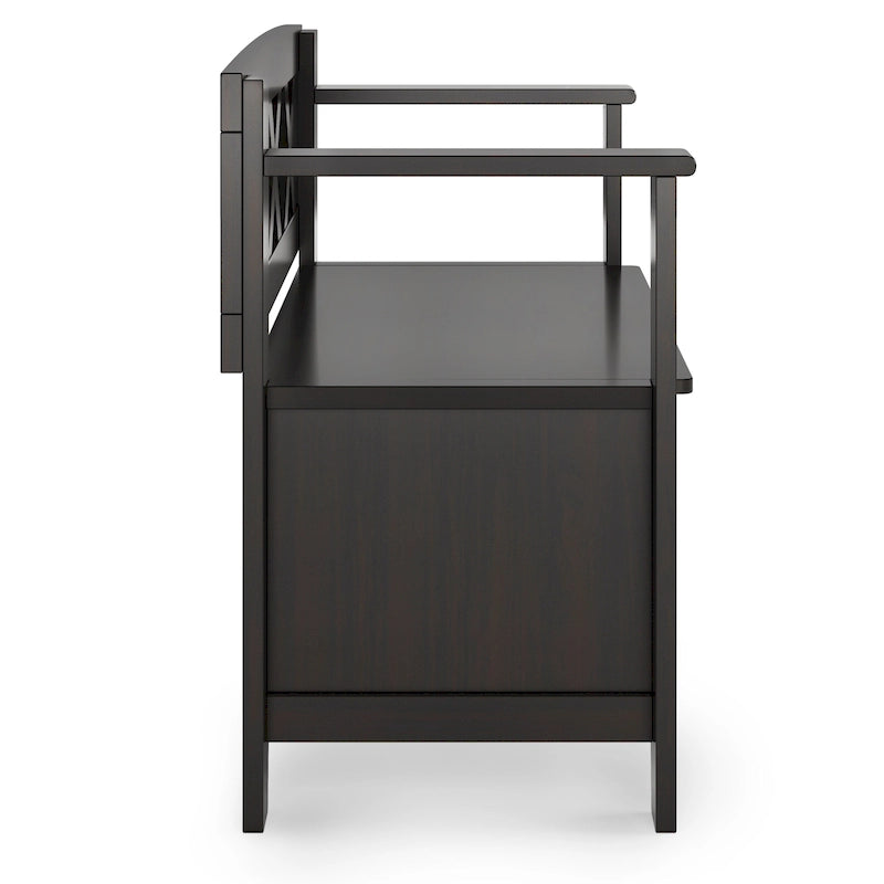 Banc de rangement transitionnel Halifax en BOIS MASSIF, largeur 36 pouces, pour petite entrée - 17P x 36L x 27,8H