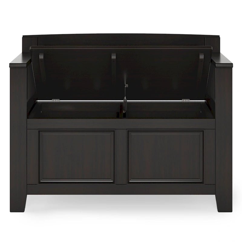 Banc de rangement transitionnel Halifax en BOIS MASSIF, largeur 36 pouces, pour petite entrée - 17P x 36L x 27,8H