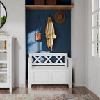 Banc de rangement transitionnel Halifax en BOIS MASSIF, largeur 36 pouces, pour petite entrée - 17P x 36L x 27,8H