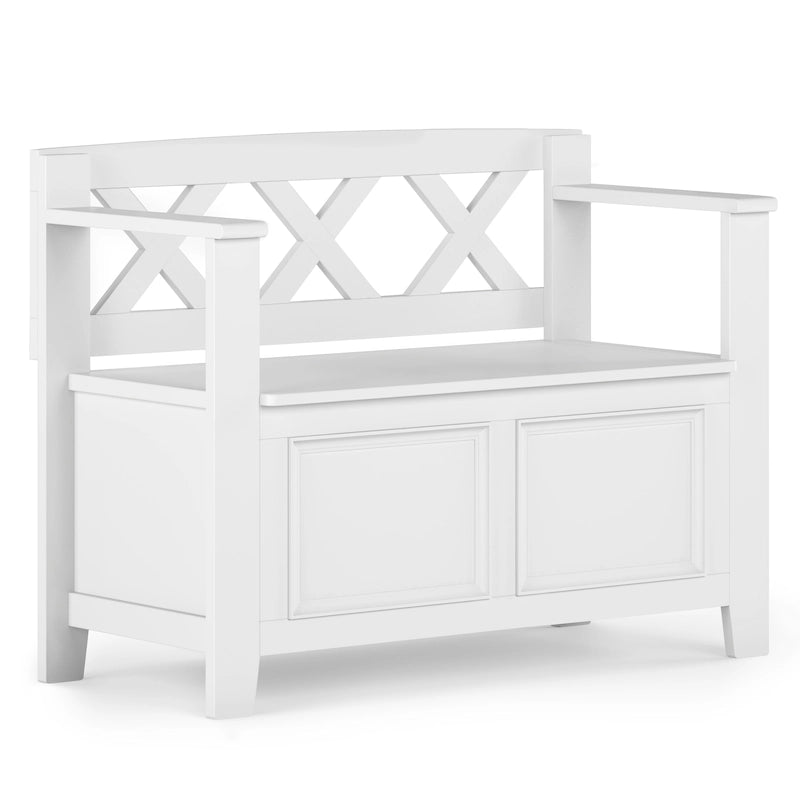 Banc de rangement transitionnel Halifax en BOIS MASSIF, largeur 36 pouces, pour petite entrée - 17P x 36L x 27,8H