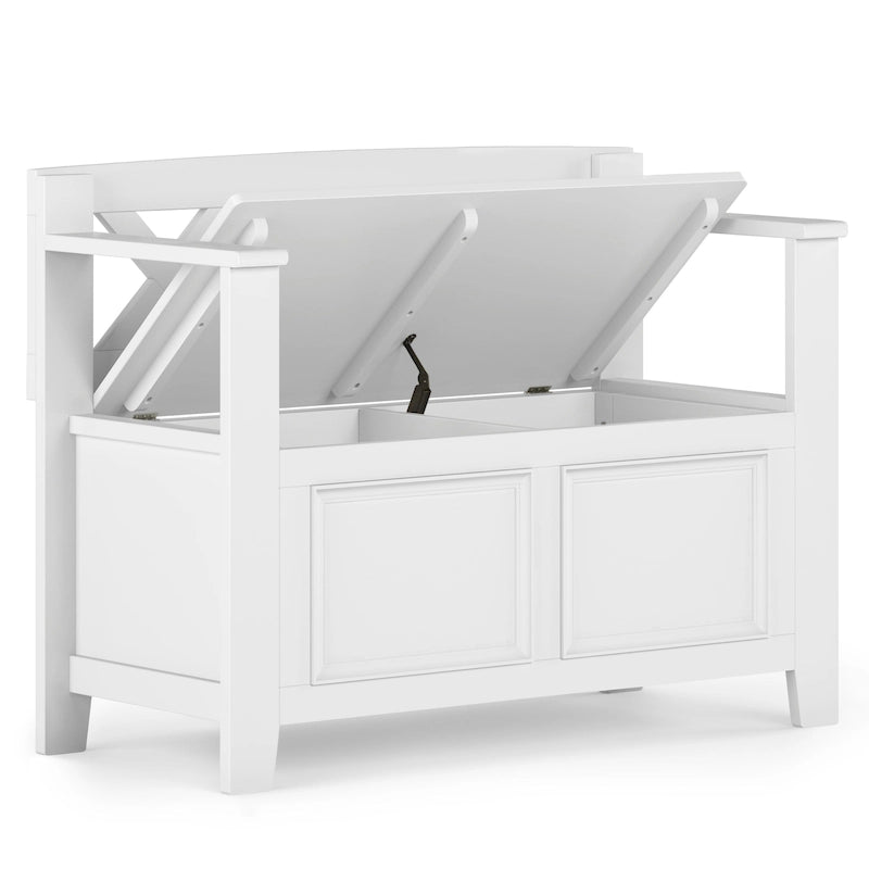 Banc de rangement transitionnel Halifax en BOIS MASSIF, largeur 36 pouces, pour petite entrée - 17P x 36L x 27,8H