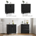 Commode noire à 3 tiroirs, moderne, en rotin, meuble de rangement d'appoint pour chambre à coucher