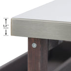 Îlot de cuisine extérieure, Desserte de bar roulante et Meuble de rangement, Table de barbecue d'extérieur de style fermier avec plateau en acier inoxydable et porte-serviettes
